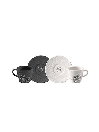 VILLEROY & BOCH | Set 4 pz. tazzina da caffè espresso con piattino MANUFACTURE-MICKEY MOUSE Nero/Bianco