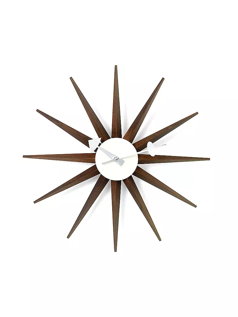 VITRA | Wanduhr Sunburst Clock Nussbaum/Schoko 47cm | Marrone