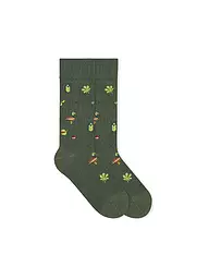 VON JUNGFELD | Socken WILDSCHWEIN orange | Verde scuro