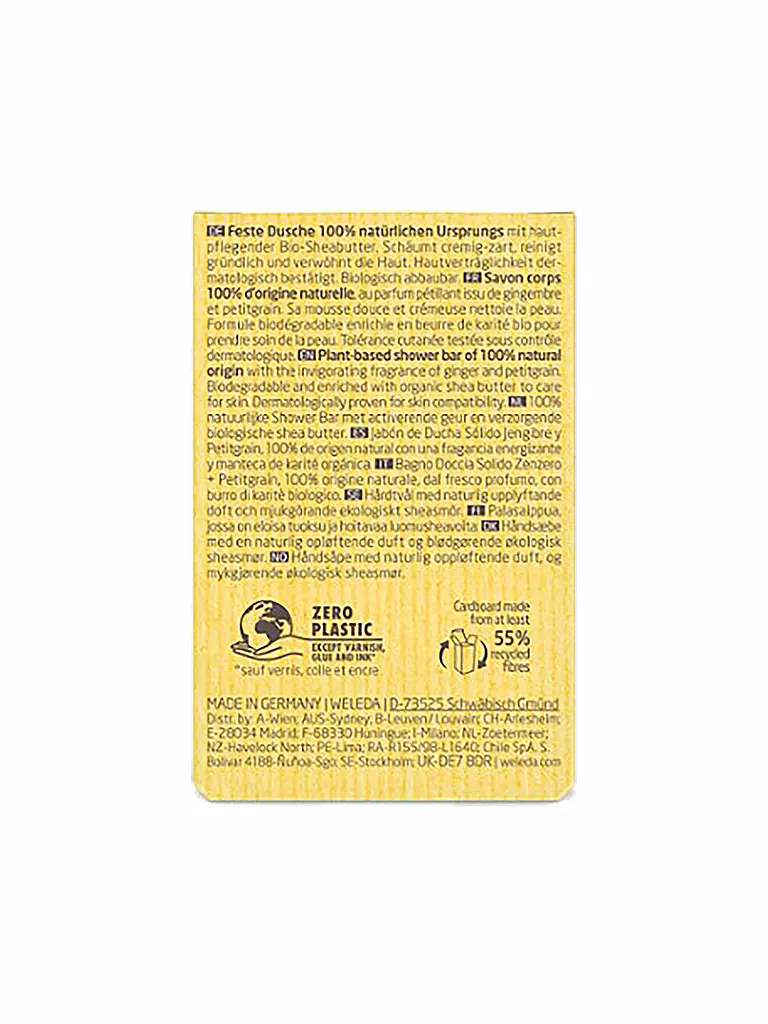 WELEDA | Detergente Solido Doccia Ginger+Petitgrain 75g | Giallo