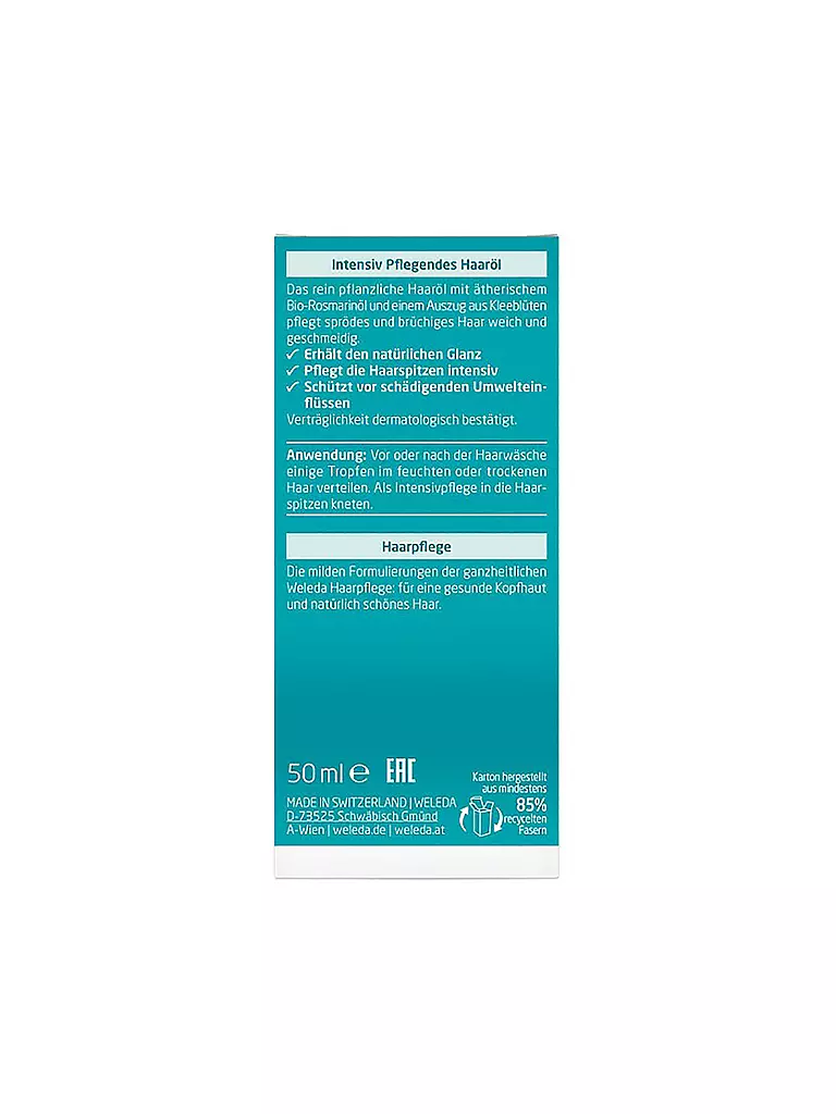 WELEDA | Olio per capelli nutriente intensivo 50 ml | Senza colore