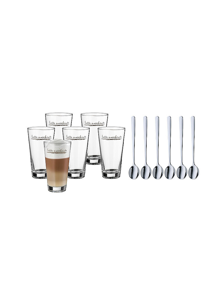 Clever & More Latte Macchiato Set 12-tlg Glas/Cromargan argento