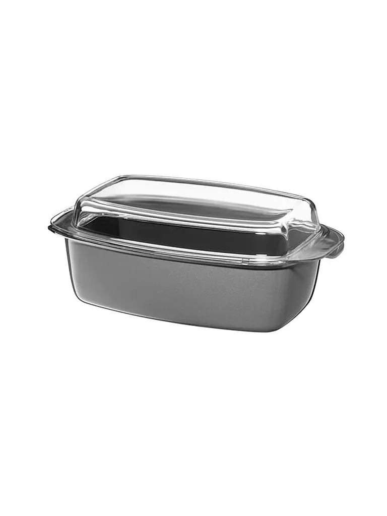 WMF | Fusiontec Mineral Bräter con coperchio in vetro, rettangolare, 32 x 21 cm Platinum | Grigio