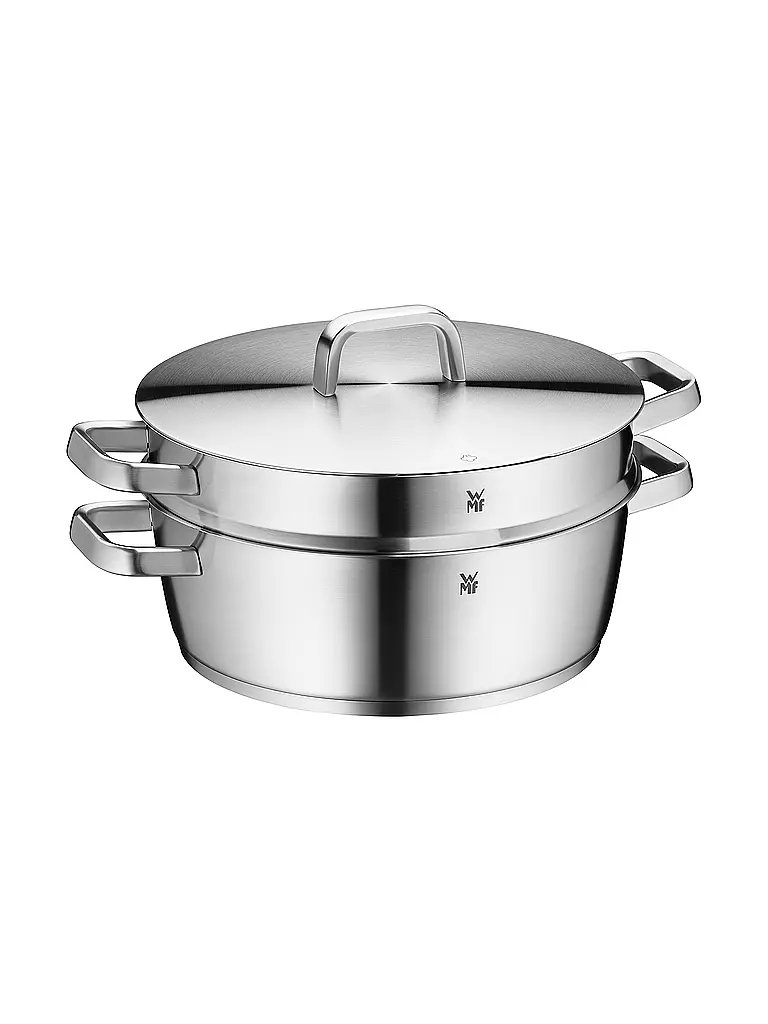 WMF | Iconic Bräter con inserto per cottura a vapore 28cm Cromargan | Argento