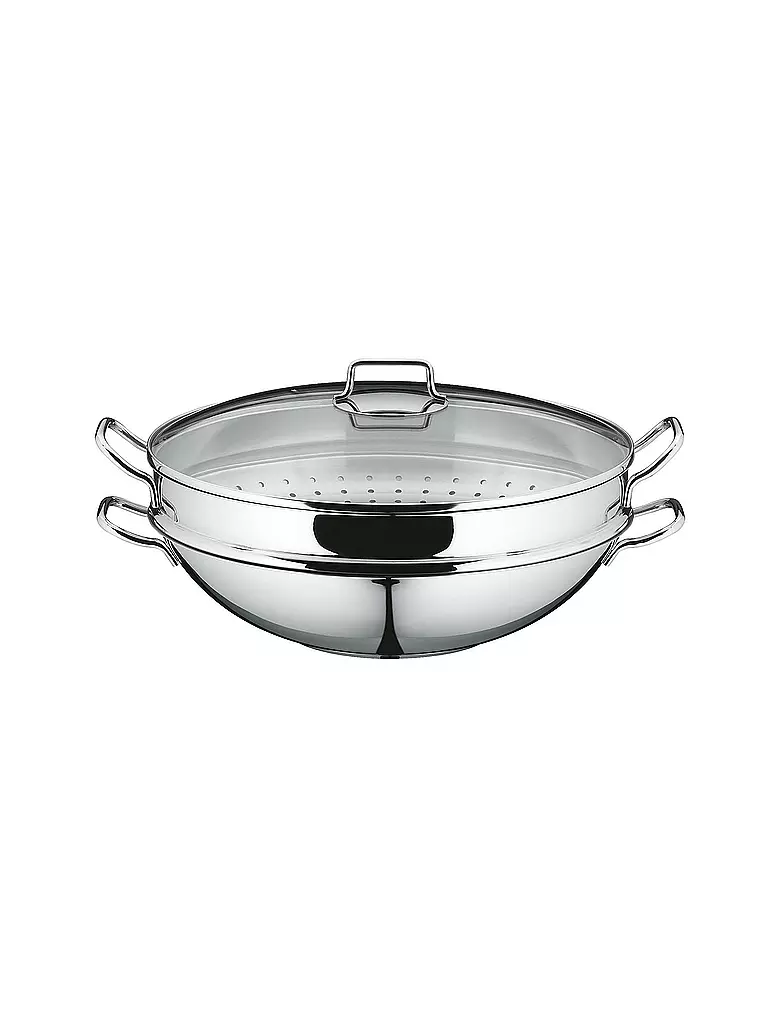 WMF | Macao Set Wok 36 cm 4 pezzi Cromargan | Argento