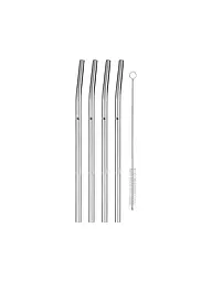 WMF | Set di cannucce Baric Cromargan, 24 cm, 7 pezzi con spazzola | Argento