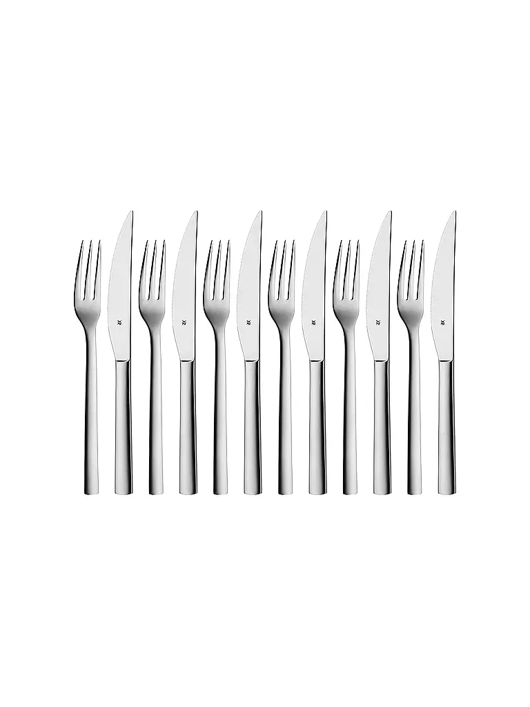 WMF | Set di posate da bistecca NUOVA, 12 pezzi, Cromargan | Argento