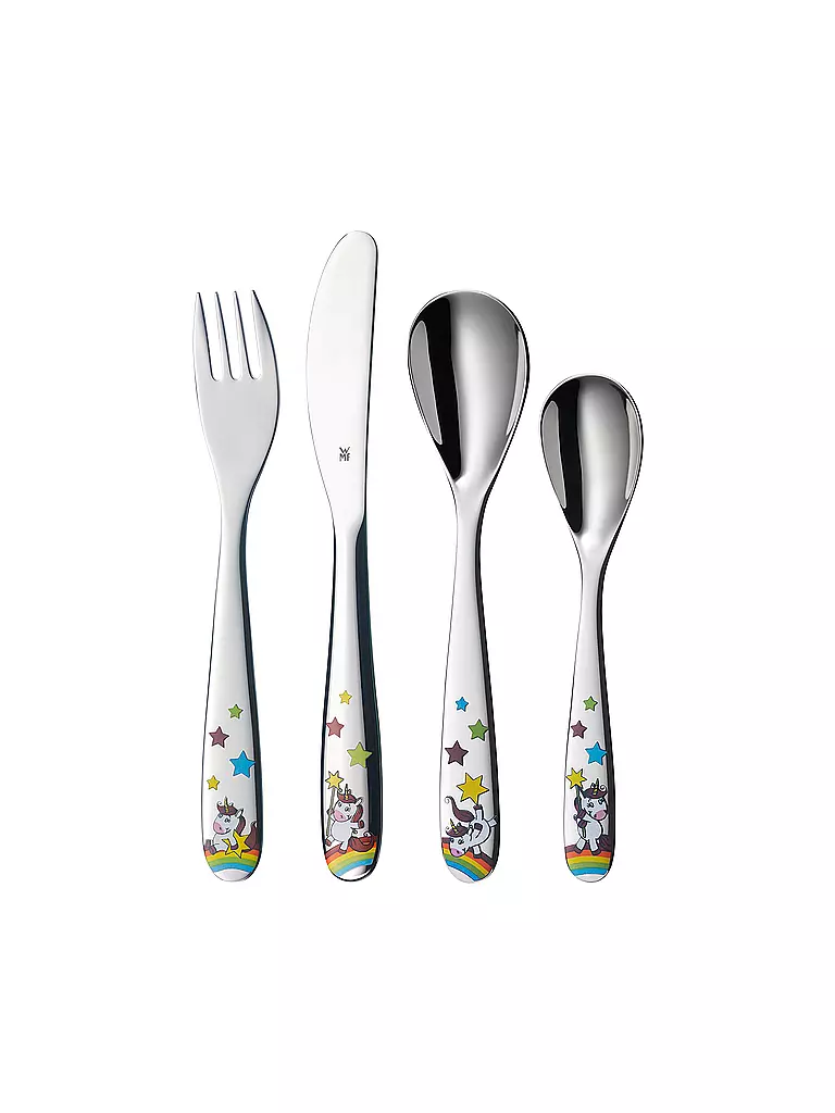 WMF | Set di posate per bambini da 4 pezzi "Unicorno" | Multicolore