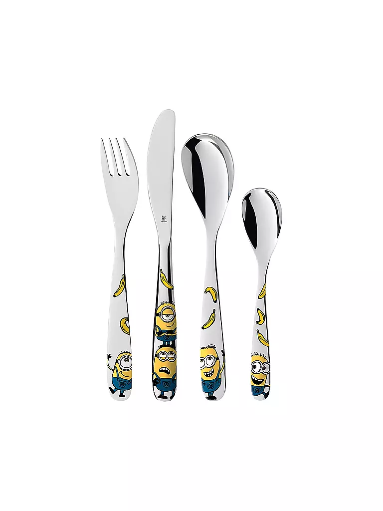 WMF | Set di posate per bambini Minions, 4 pezzi | Multicolore