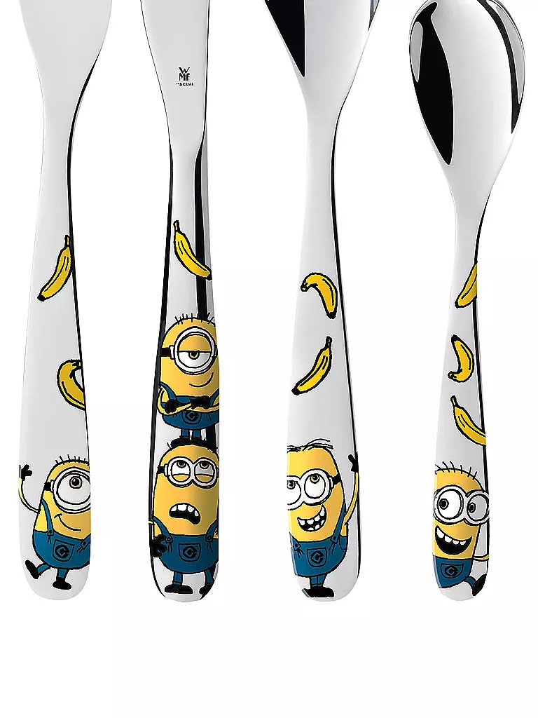 WMF | Set di posate per bambini Minions, 4 pezzi | Multicolore