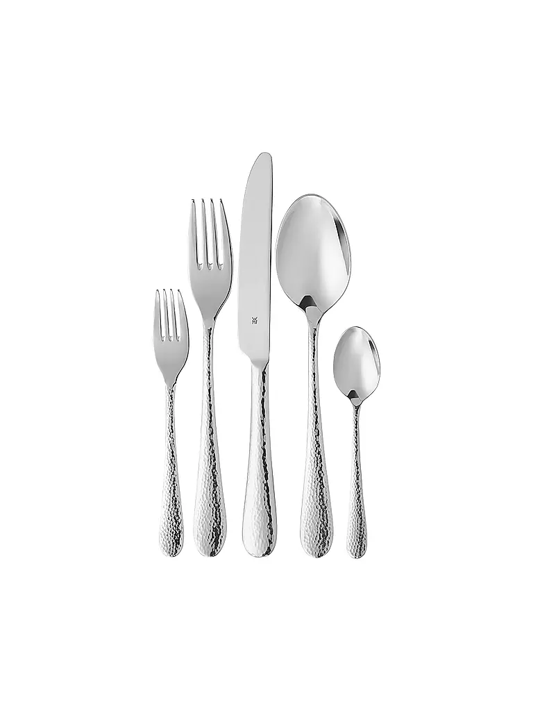 WMF | Set di posate SITELLO, 30 pezzi, Cromargan martellato | Argento