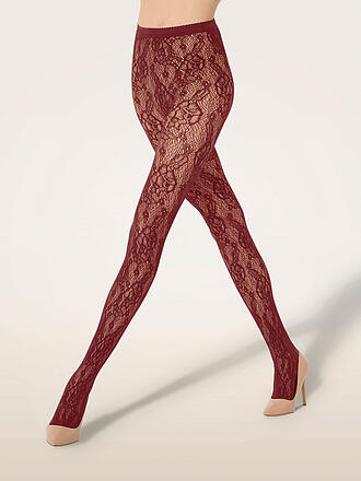 WOLFORD | Collant moda INFINITE ROSE NET bordeaux