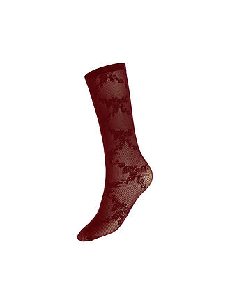 WOLFORD | Feinstrumpfsocken FLORAL LACE bordeaux