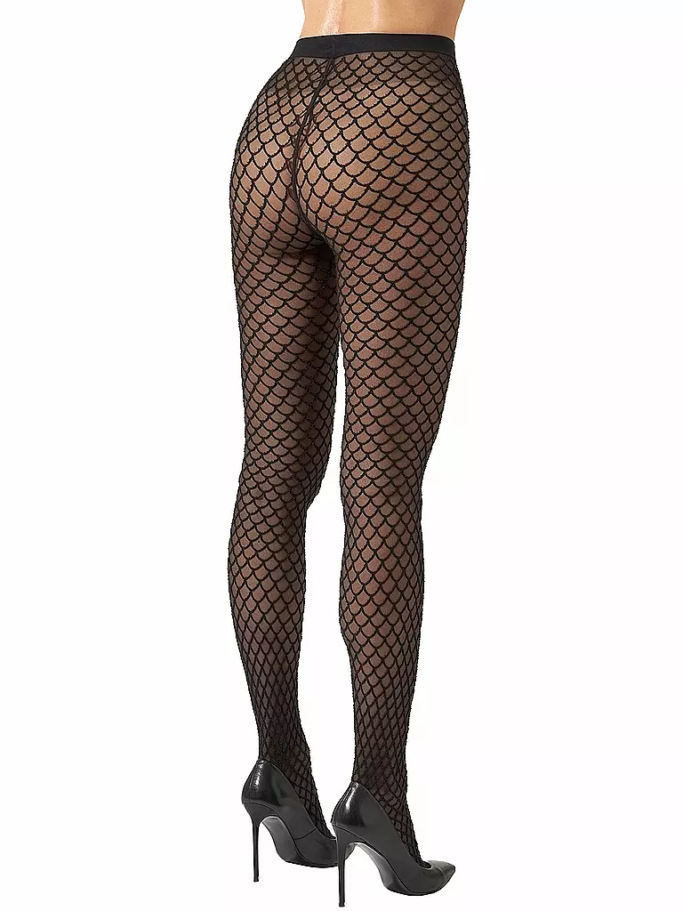 WOLFORD | Moda calza VELVET NET ILLUSION Nero/Nero | Nero