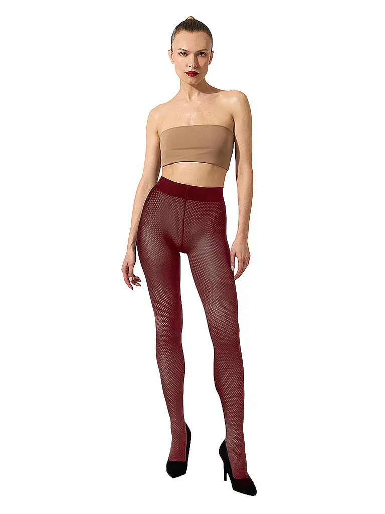 WOLFORD | Modestrumpfhose COTTON DOT midnight | Rosso scuro