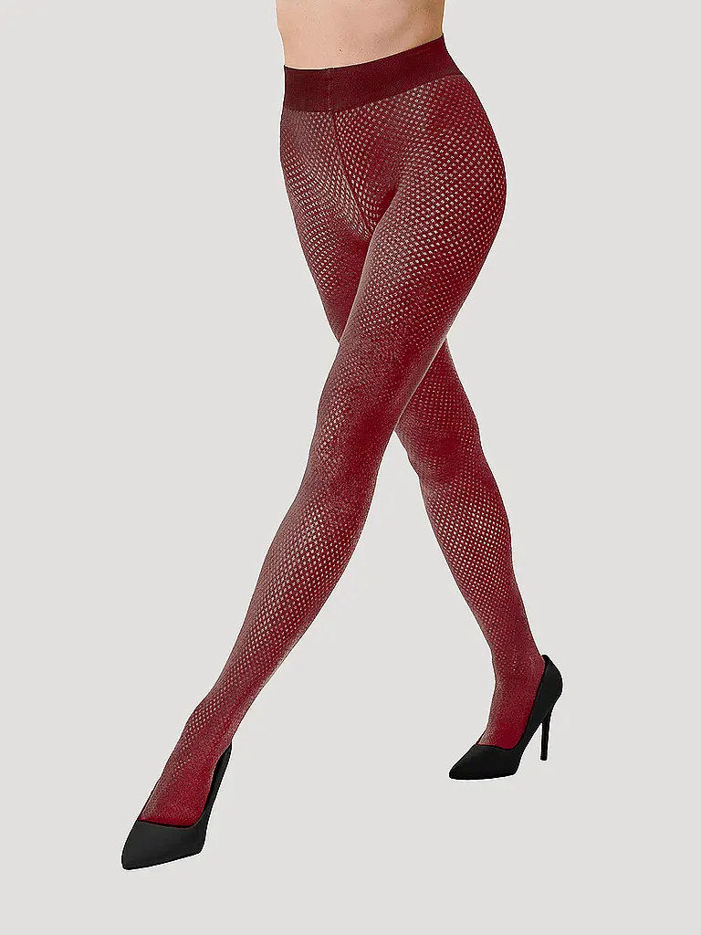 WOLFORD | Modestrumpfhose COTTON DOT midnight | Rosso scuro