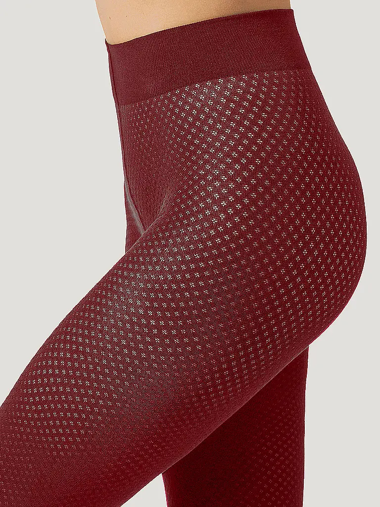 WOLFORD | Modestrumpfhose COTTON DOT midnight | Rosso scuro