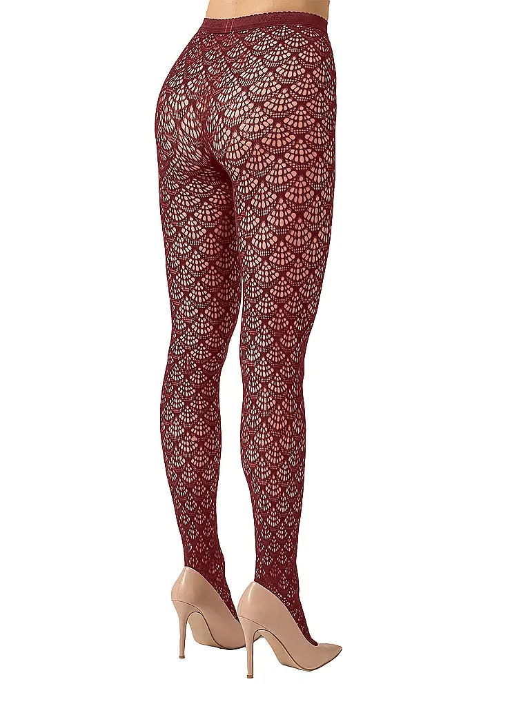WOLFORD | Modestrumpfhose MERMAID NET Midnight Red  | Rosso scuro