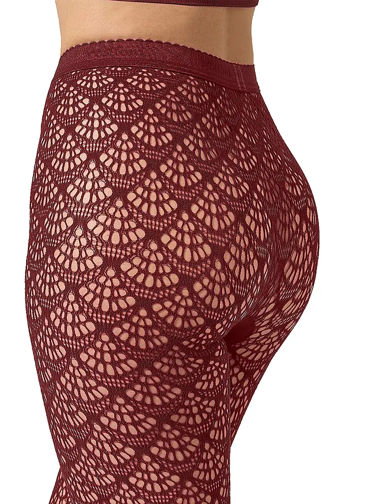WOLFORD | Modestrumpfhose MERMAID NET Midnight Red  | Rosso scuro