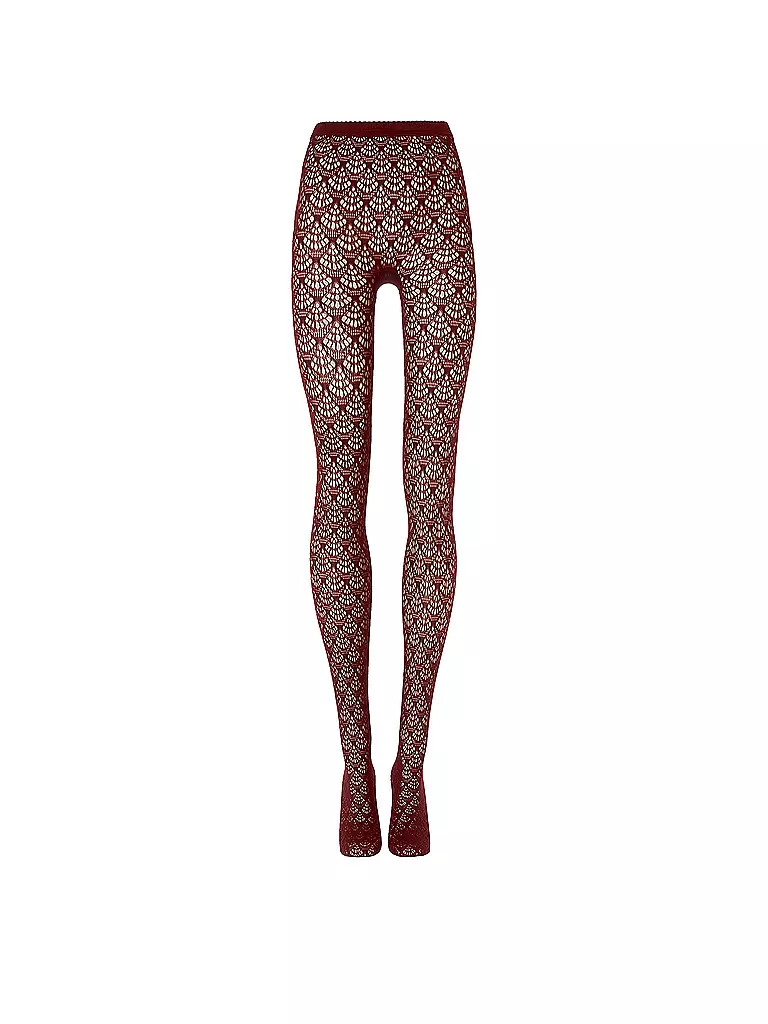 WOLFORD | Modestrumpfhose MERMAID NET Midnight Red | Rosso scuro