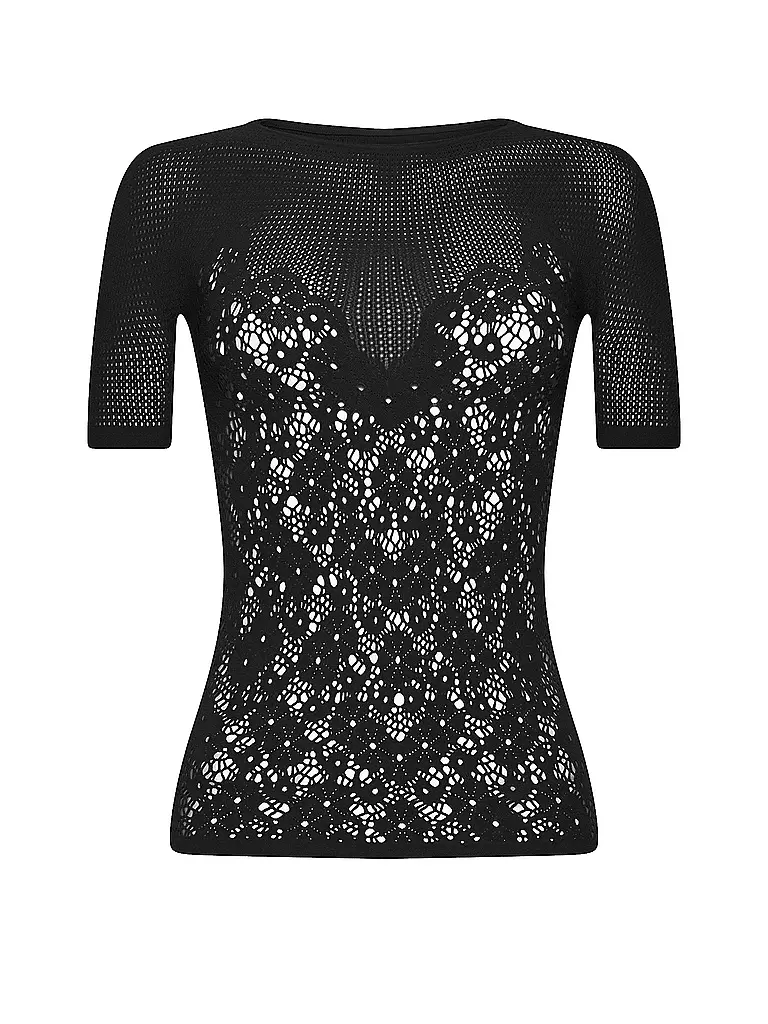 WOLFORD | T-Shirt FLOWER LACE | Nero