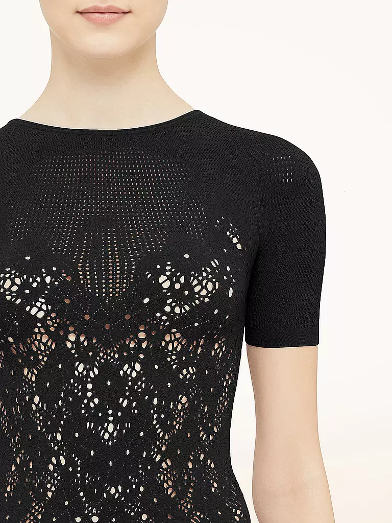 WOLFORD | T-Shirt FLOWER LACE | Nero