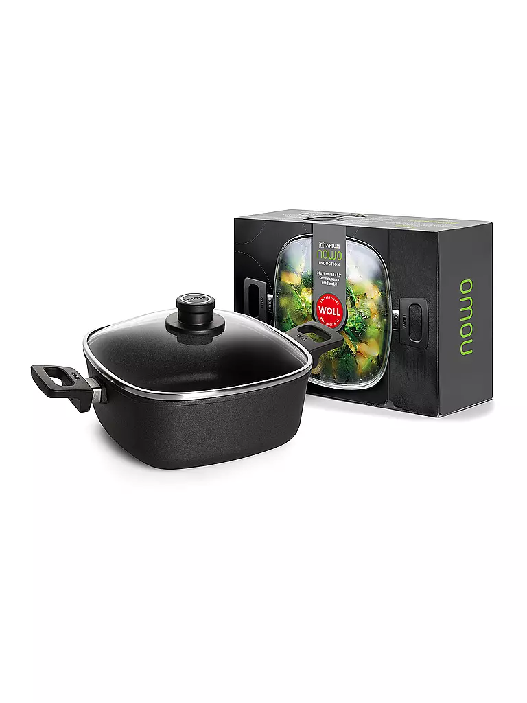 WOLL | Casseruola con coperchio in vetro NOWO 24x24cm/4l antiaderente | Nero