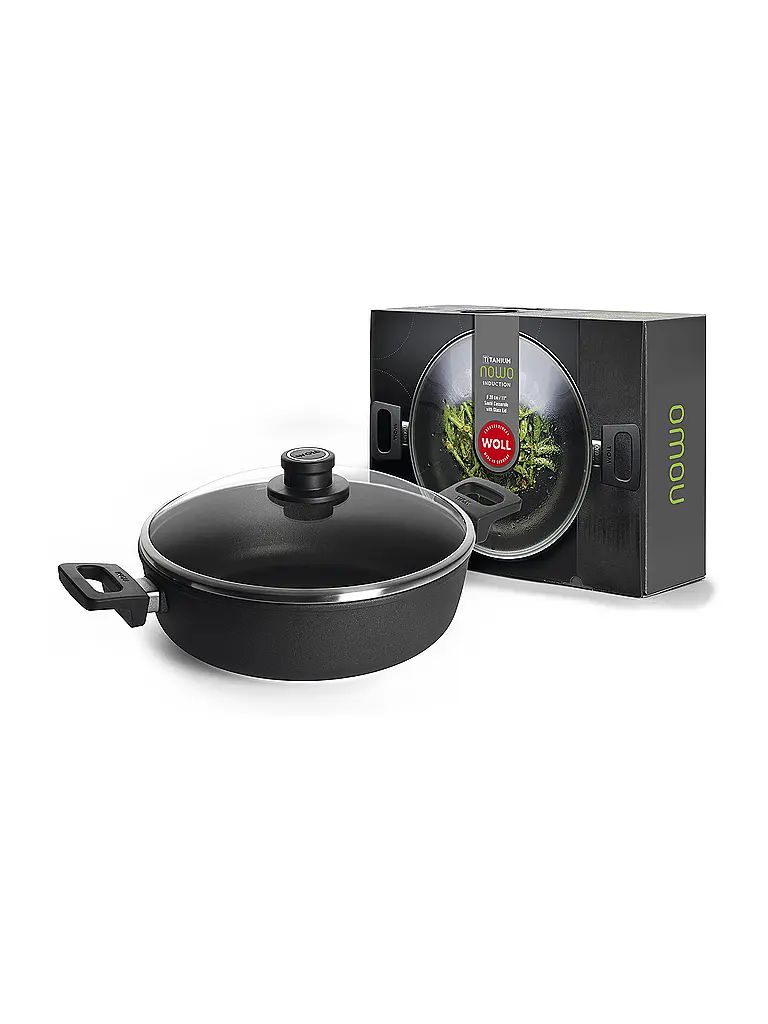WOLL | Casseruola rotonda NOWO 28cm con coperchio in vetro antiaderente | Nero