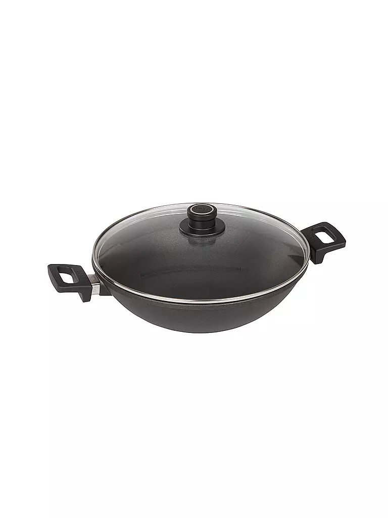 WOLL | Wok con coperchio in vetro Nowo Titanium 32cm antiaderente | Nero