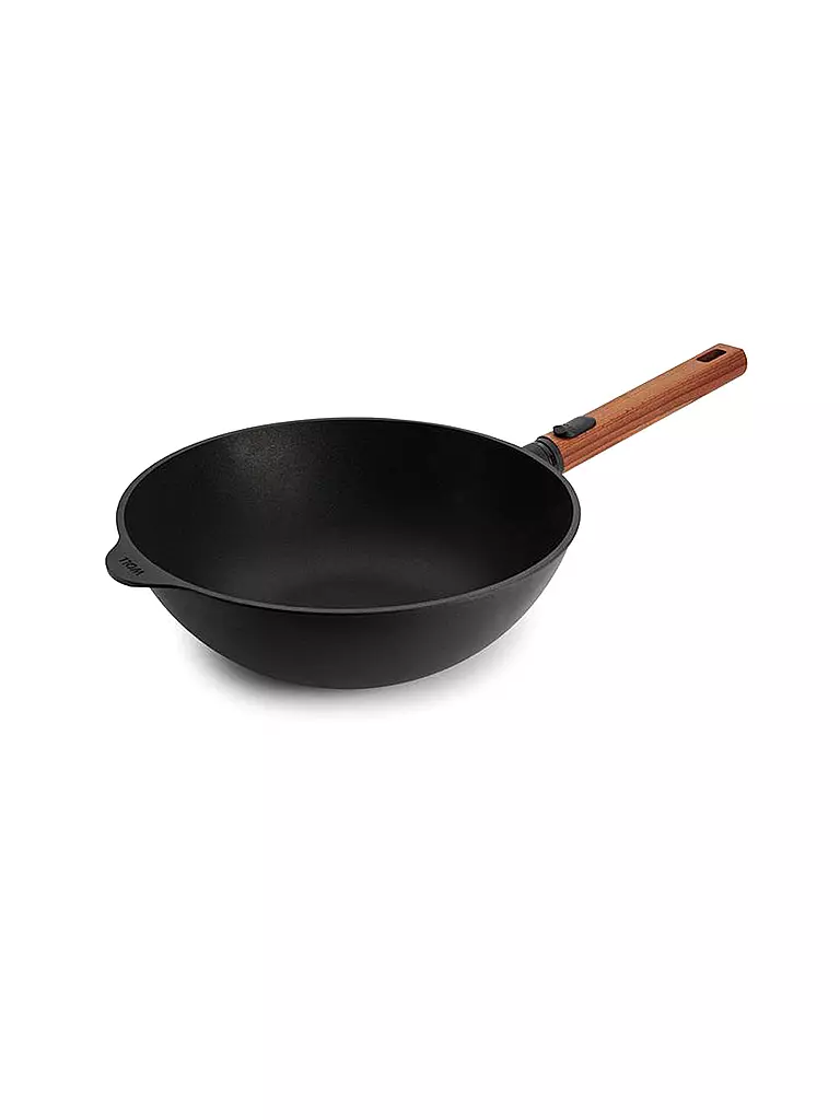 WOLL | Wok con manico in legno 28cm ECO-LOGIC Antiaderente | Nero
