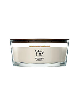 WOODWICK | Candela ellittica 454gr stoppino scoppiettante Tonka e Latte di Mandorla