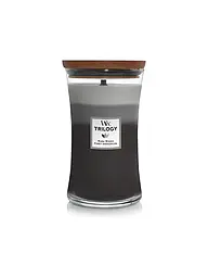 WOODWICK | Candela a Clessidra con Stoppino Scoppiettante 454g Trilogy Cafe Sweets | Grigio
