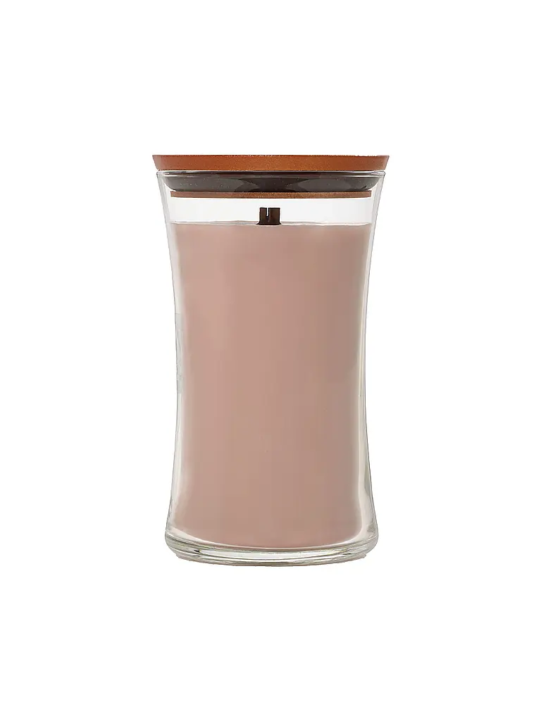 WOODWICK | Candela a Clessidra con Stoppino Scoppiettante 610g Large Patchouli Creme | Beige