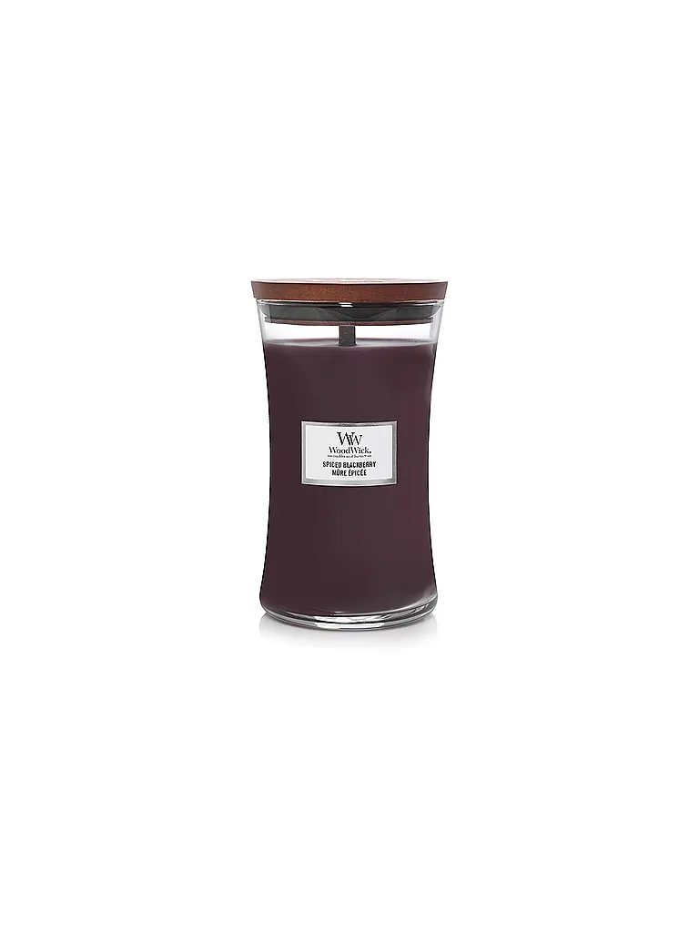 WOODWICK | Candela a Clessidra con Stoppino Scoppiettante 610g Large Spided Blackberry | Lilla