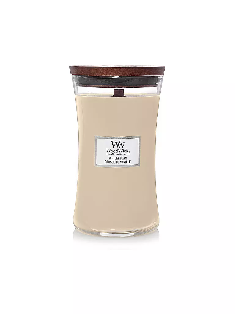 WOODWICK | Candela profumata con stoppino crepitante SANDUHR Large 610g Vanilla Bean | Crema