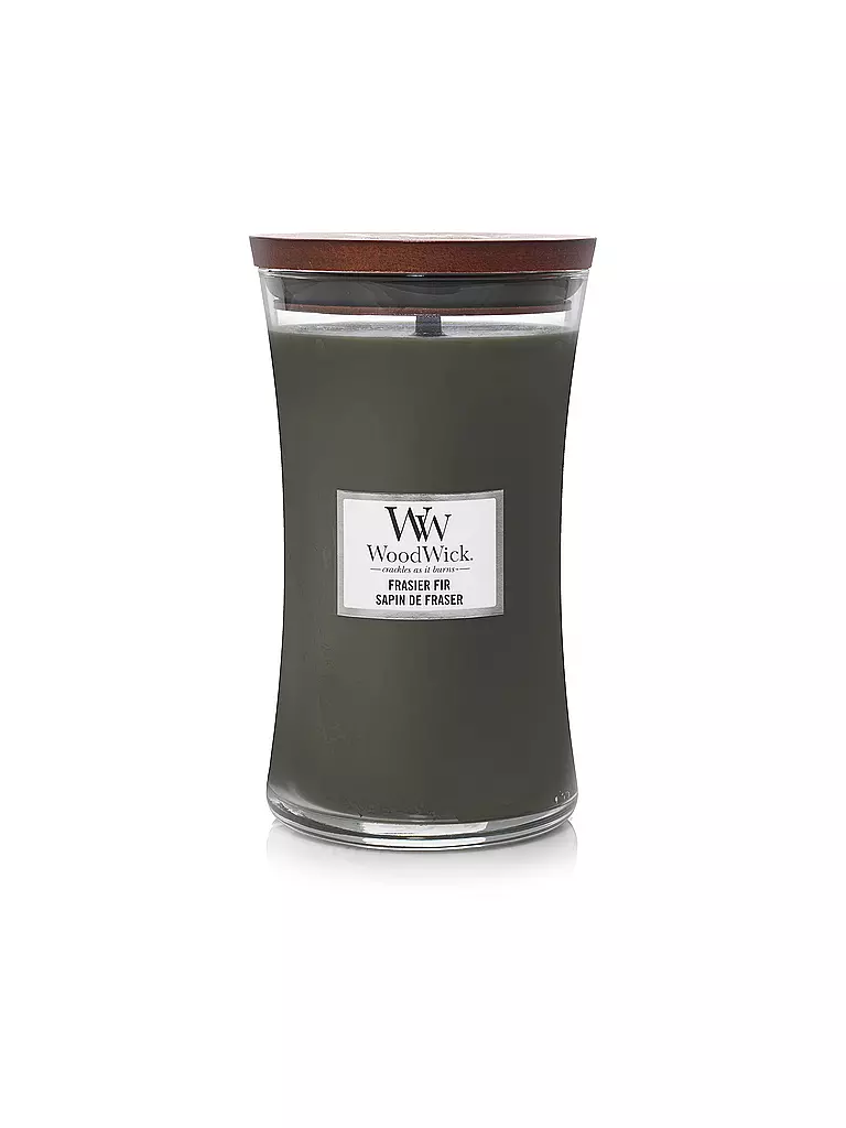 WOODWICK | Candela profumata con stoppino scoppiettante SANDUHR Large 610g Frasier Fir | Verde scuro