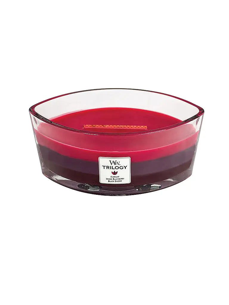 WOODWICK | Ellipsenkerze Knisterdocht 454g Trilogy Sun-Ripened Berries | Rosso scuro