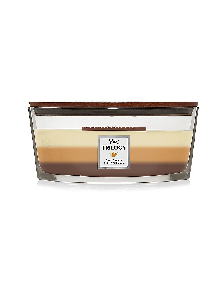 WOODWICK | Ellipsenkerze Knisterdocht 454g Triology Cafe Sweets | Marrone