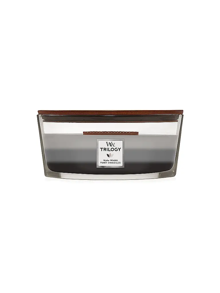 WOODWICK | Ellipsenkerze Knisterdocht 454g Triology Warm Woods | Grigio
