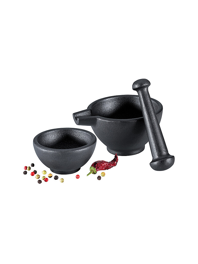 Set mortaio 3 pz. in ghisa nero