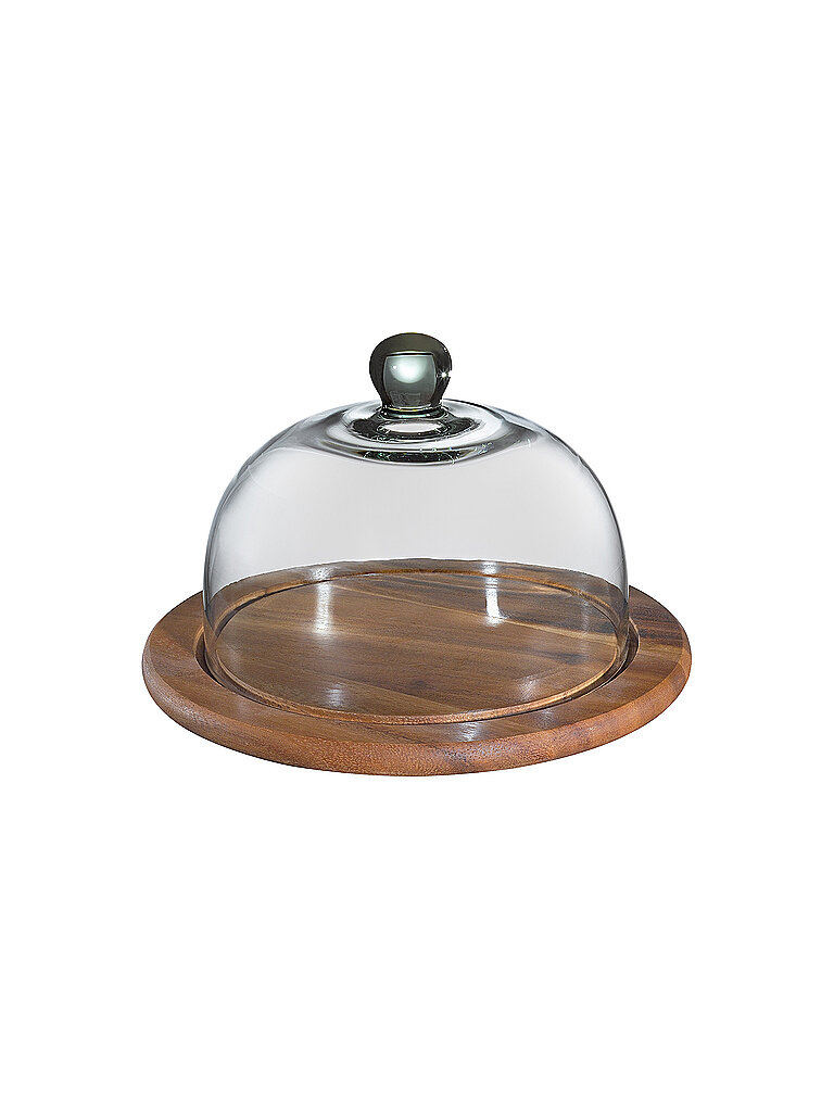 Campana per formaggio con coperchio in vetro acacia 25 cm marrone