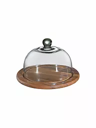 ZASSENHAUS | Campana per formaggio con coperchio in vetro acacia 25 cm | Marrone