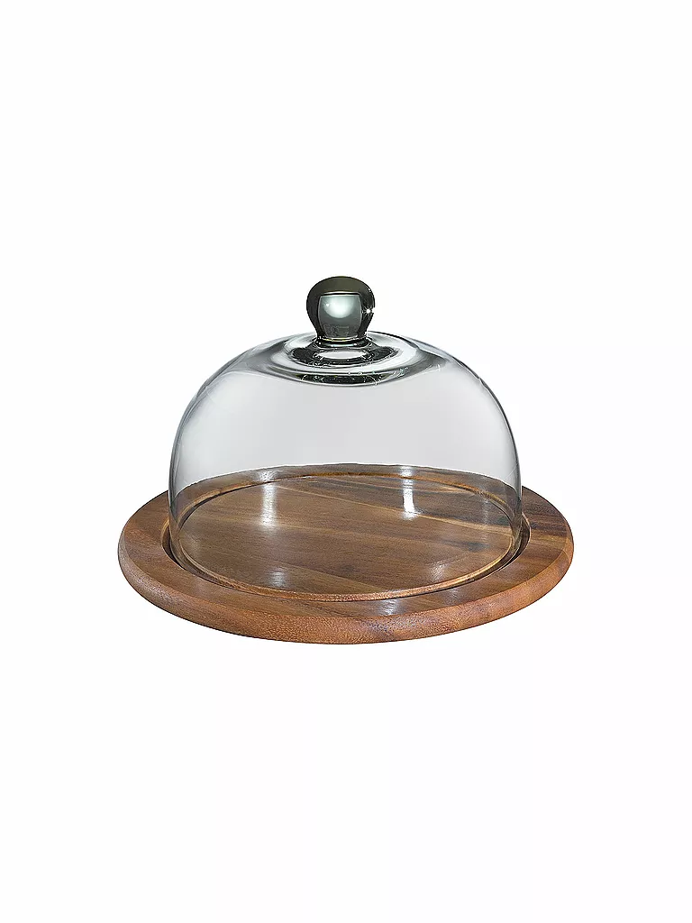 ZASSENHAUS | Campana per formaggio con coperchio in vetro acacia 25 cm | Marrone